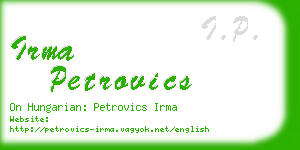 irma petrovics business card